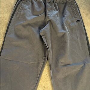 Adidas Men's Gray Joggers with Black Accents